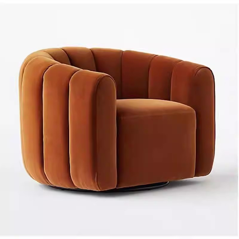 unique living room sofa chairs vintage velvet single swivel sofa chairs with metal base for living room