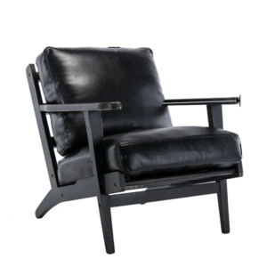 NEWSEN home furniture Solid Wood Black PU Leather Accent Chair Modern Armchair Single recliner Sofa lounge Chair for Living Room