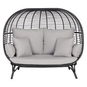 Creative Bird Nest shape double seat cheap egg swing chair patio swings with Metal frame