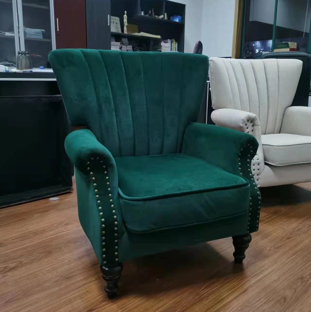 Mid Century Accent Chair Tufted armchair Velvet Lounge wing chair fauteuil salon vintage wingback chair for Living Room Bedroom