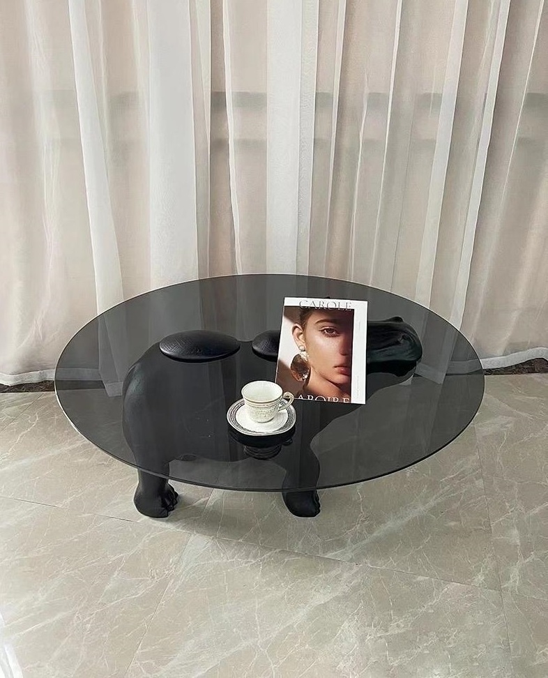 attractive design hippo shape frame glass coffee table modern beside table cafe table for living room