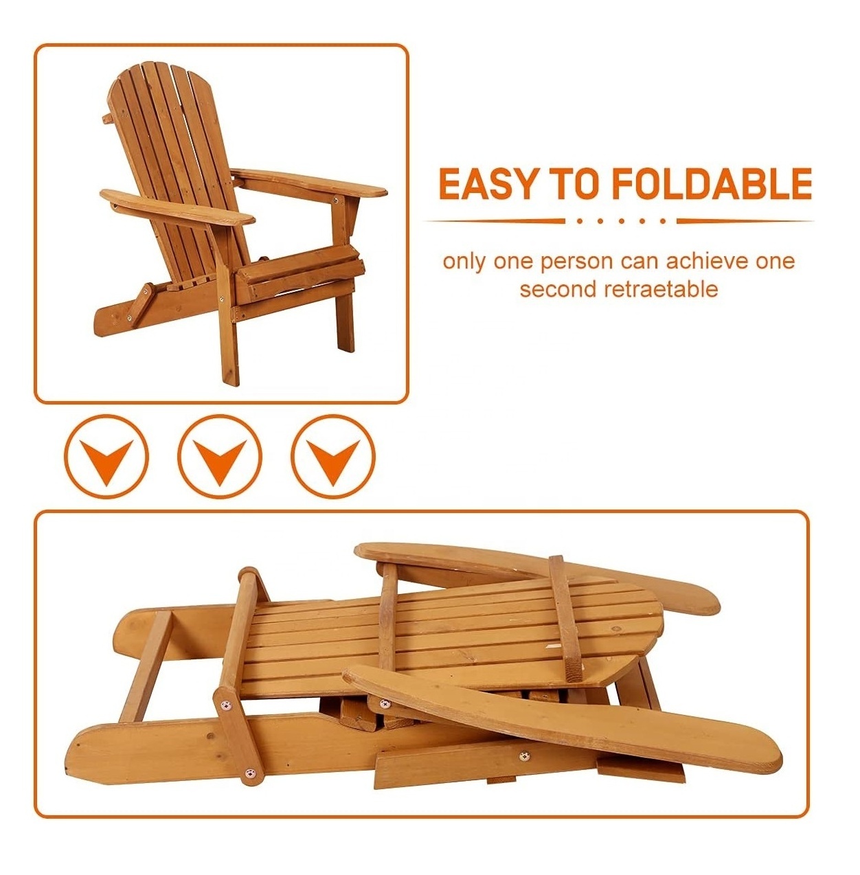 outdoor furniture garden folding chair Assembled Solid Cedar Wood deck folding Adirondack Chair for patio Lounge Beach