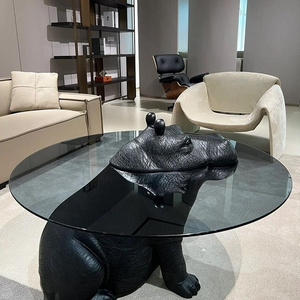 attractive design hippo shape frame glass coffee table modern beside table cafe table for living room