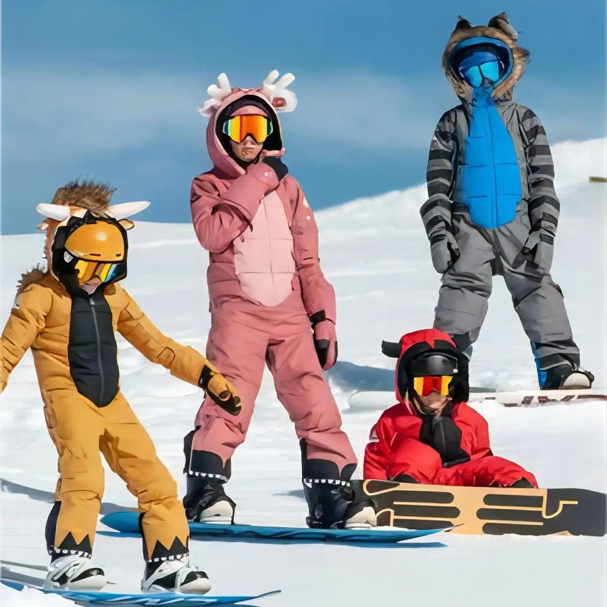 Lovely children's windproof waterproof combined winter warm wear-resistant cotton-padded ski suit one piece snow suit