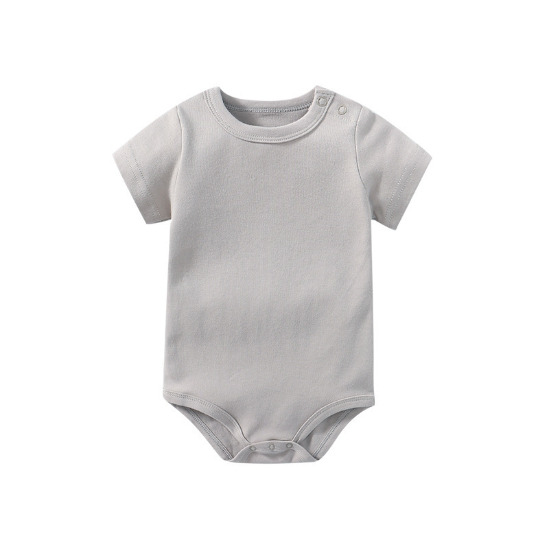 Wholesale Short Sleeve Organic Cotton  Baby  Bodysuit O Neck Snap Crotch Romper Onesie