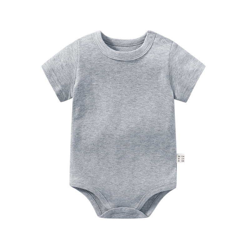 Wholesale Short Sleeve Organic Cotton  Baby  Bodysuit O Neck Snap Crotch Romper Onesie