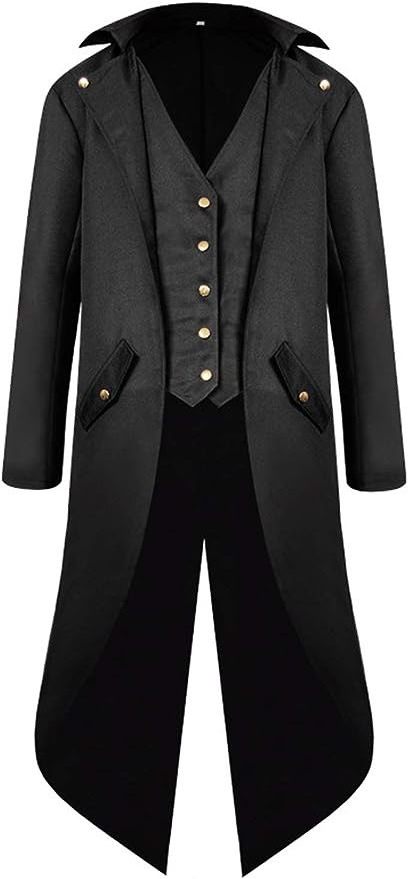 Men Victoria Edwardian Steampunk Trench Coat Frock Outwear Vintage Prince Overcoat Medieval Renaissance Jacket Cosplay Costume