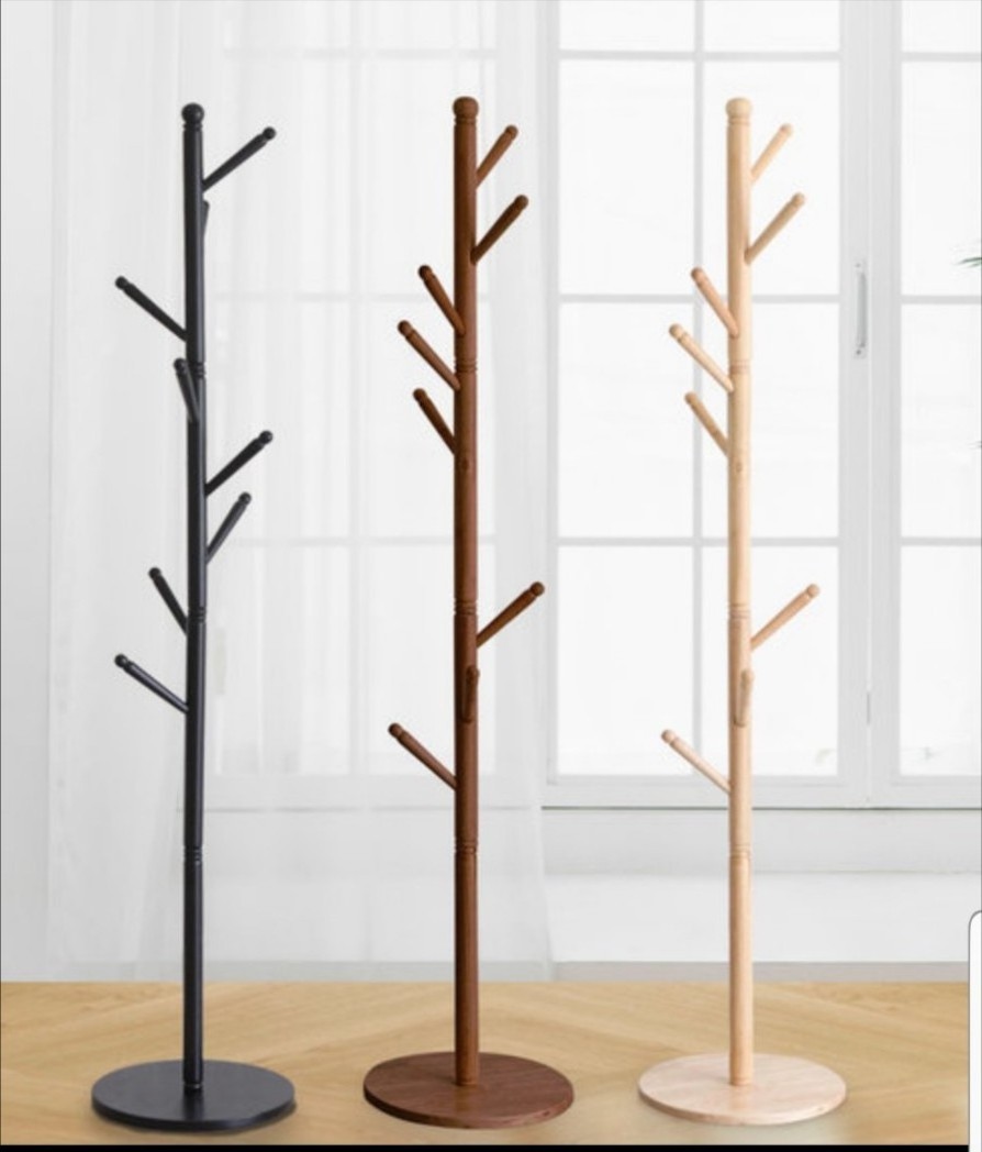 Display Racks Rubber Wood Material Hanging tree for coat hat rack