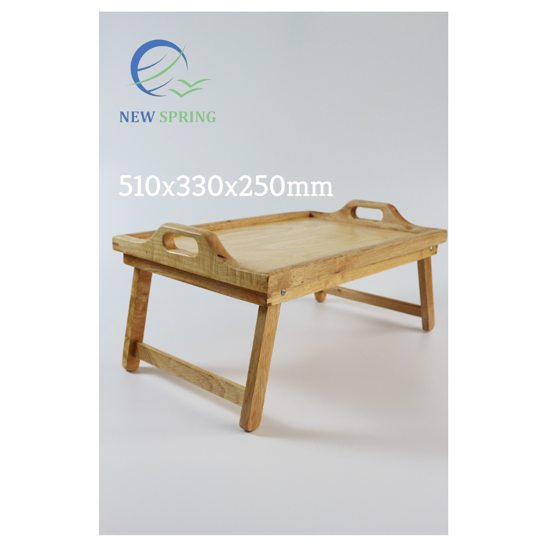 Bed Tray Breakfast Table With Folding Legs Tray With Handle For Laptop Work Or Snacks | 100% natural wood for strength