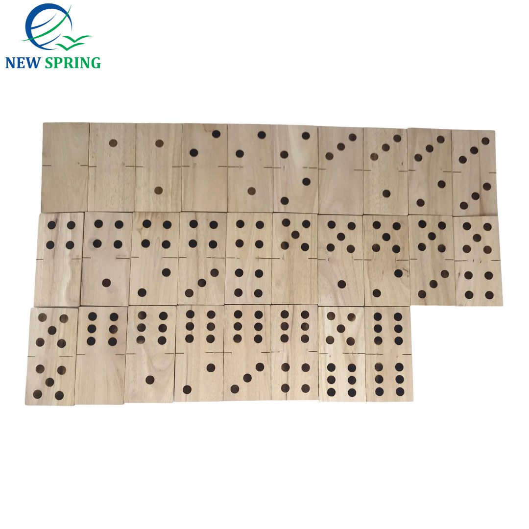 Professional Customized Double Domino Set 28pcs Natural Color Dominos With Canvas Bag Game For All Age