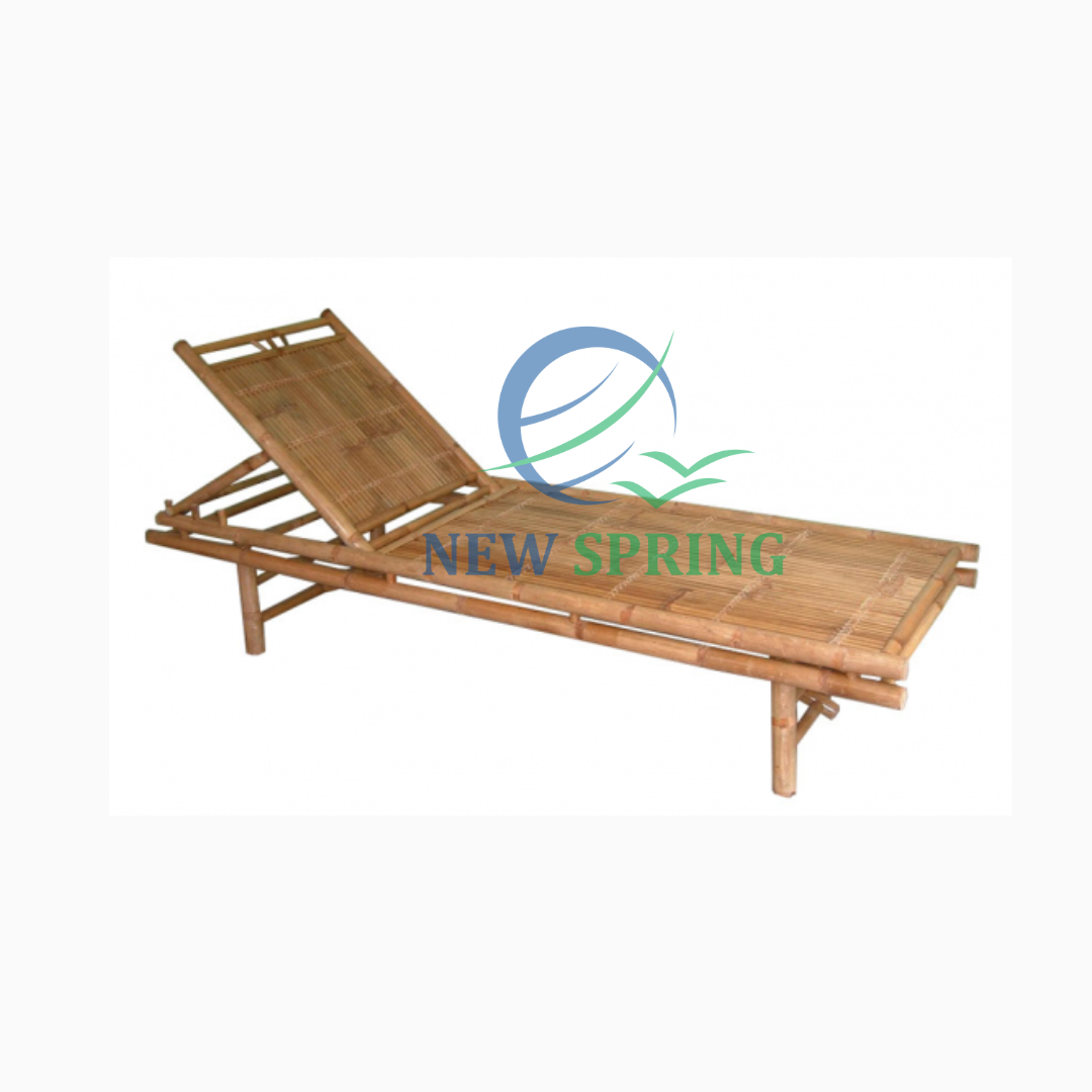 Bamboo beach sunbed Sunlounger Bamboo Adjustable Chaise Lounge Outdoor Pool Chair Day Bed