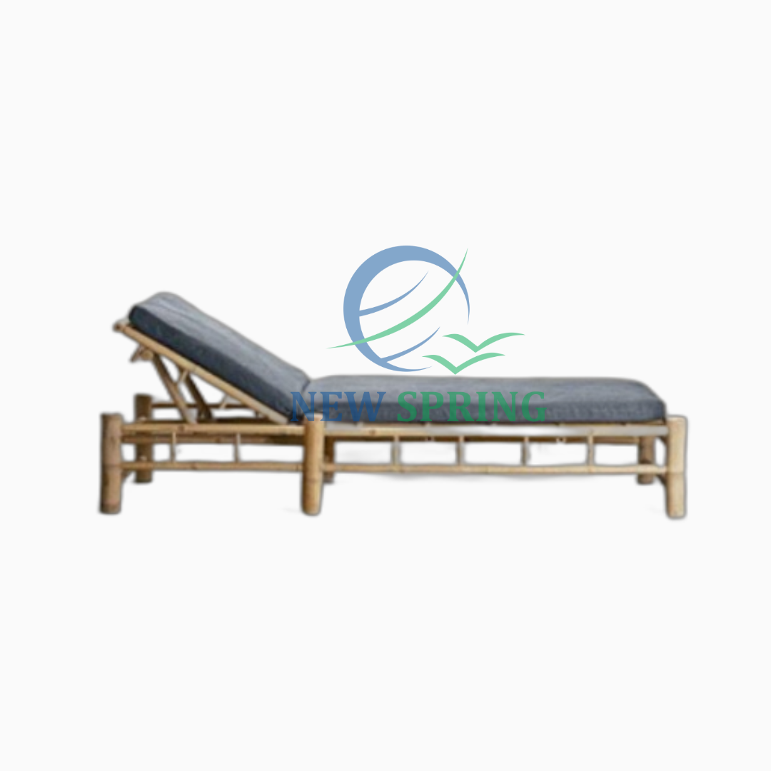 Bamboo beach sunbed Sunlounger Bamboo Adjustable Chaise Lounge Outdoor Pool Chair Day Bed