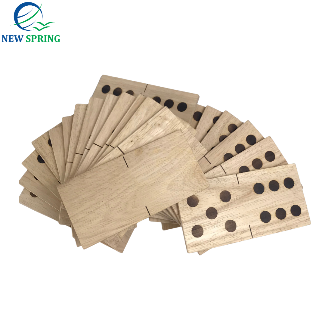 Professional Customized Double Domino Set 28pcs Natural Color Dominos With Canvas Bag Game For All Age