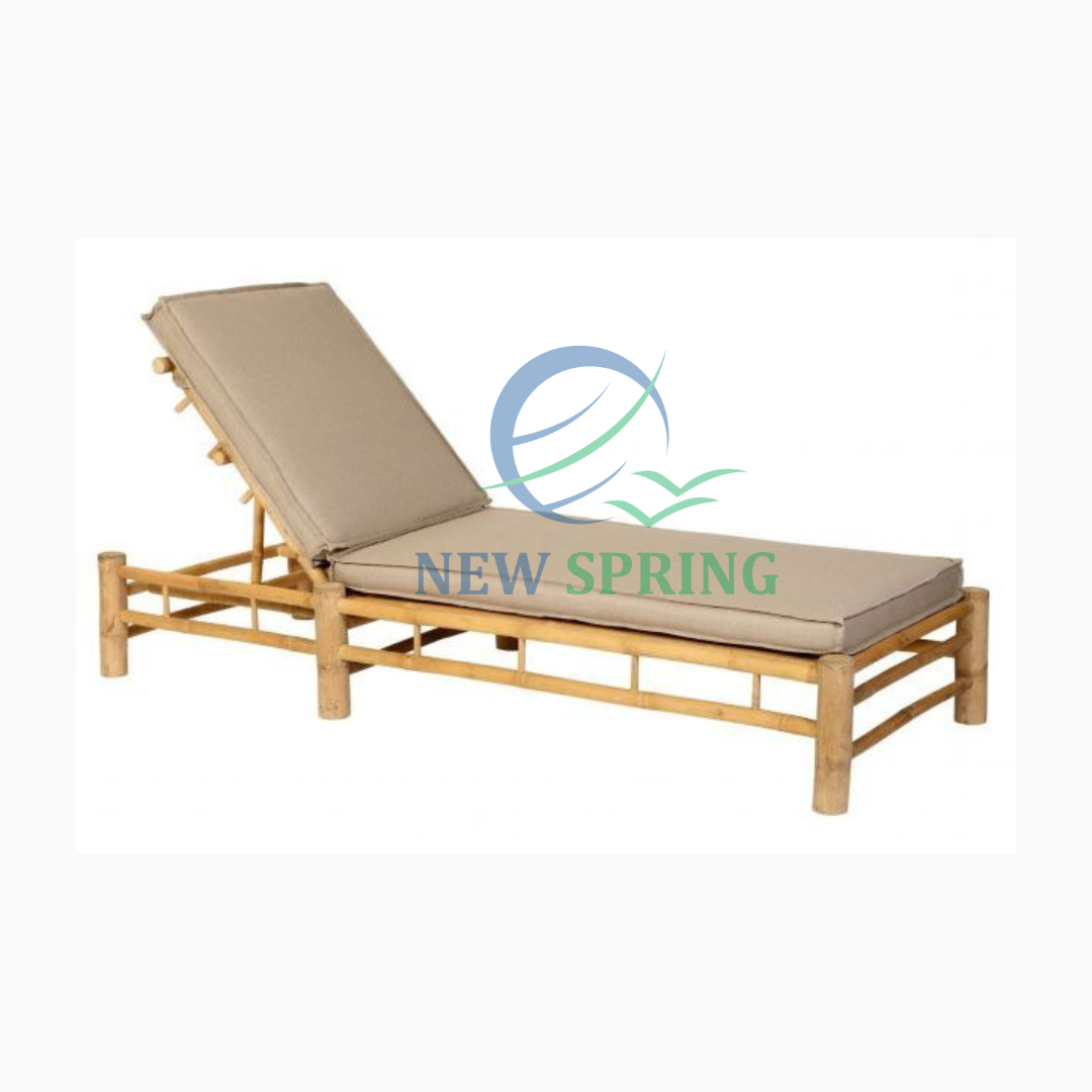 Bamboo beach sunbed Sunlounger Bamboo Adjustable Chaise Lounge Outdoor Pool Chair Day Bed