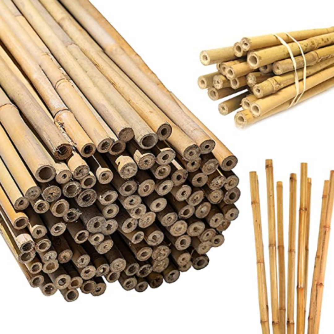 Natural bamboo poles from Vietnam's bamboo forests bring a more natural organic feel to garden farm and plant stand applications