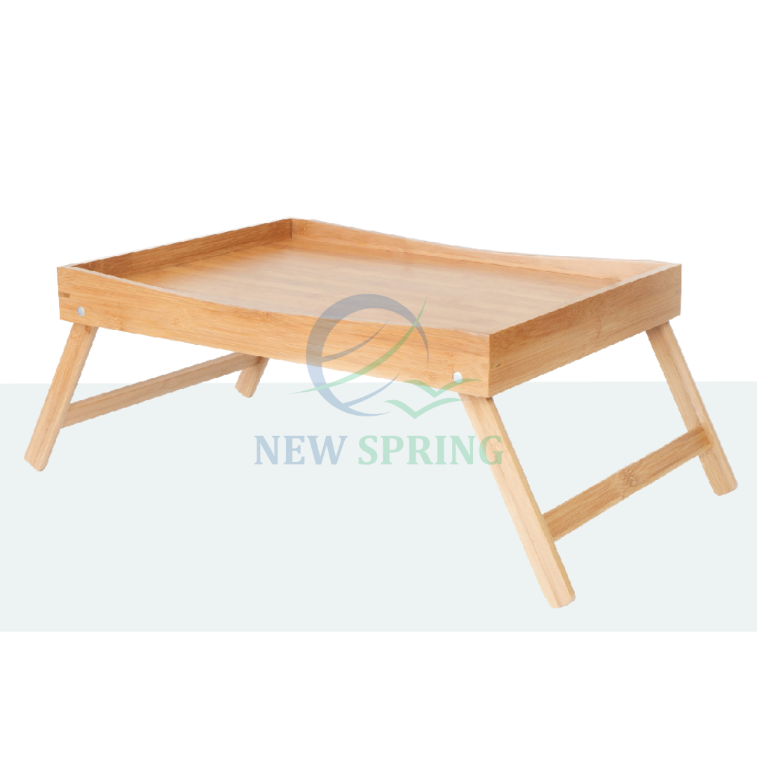 Bed Tray Breakfast Table With Folding Legs Tray With Handle For Laptop Work Or Snacks | 100% natural wood for strength