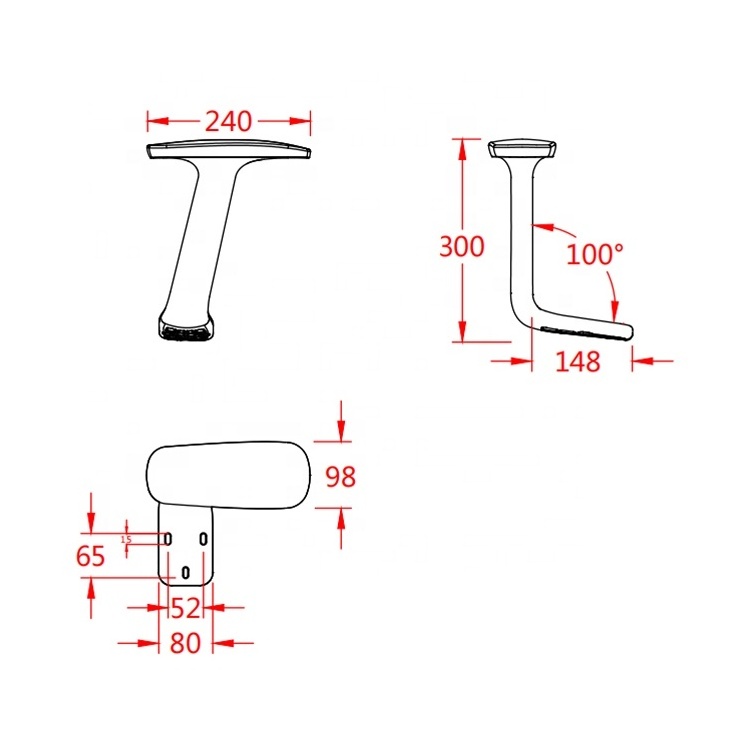 New product Office chair Game chair replacement accessories Black plastic chair arm Fixed armrest  pad parts