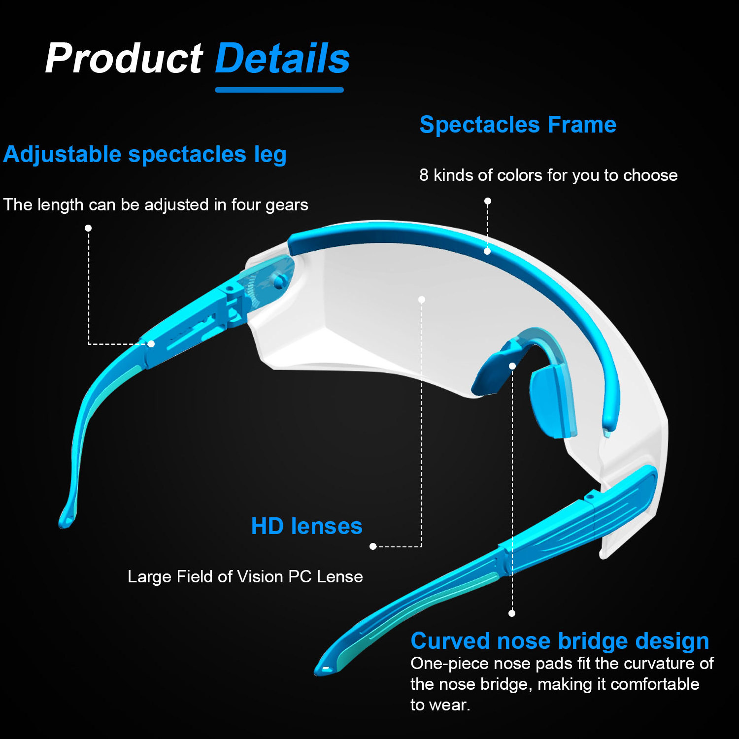 UV400 Low Profile Anti Fog Safety Glasses Goggles