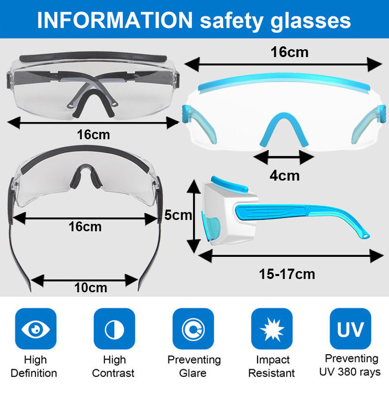 UV400 Low Profile Anti Fog Safety Glasses Goggles