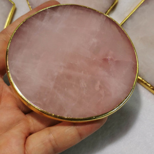 Quartz Coaster Slice Star Gemstone Feng Shui Round Shape Plate Agate Rim Buy Online New Hot Sale Beautiful Rose with Golden