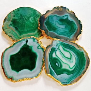 Wholesale Green Agate Coaster Coaster Gift Plate Slice Buy Online New Gemstone Feng Shui Business Star : Latest Green