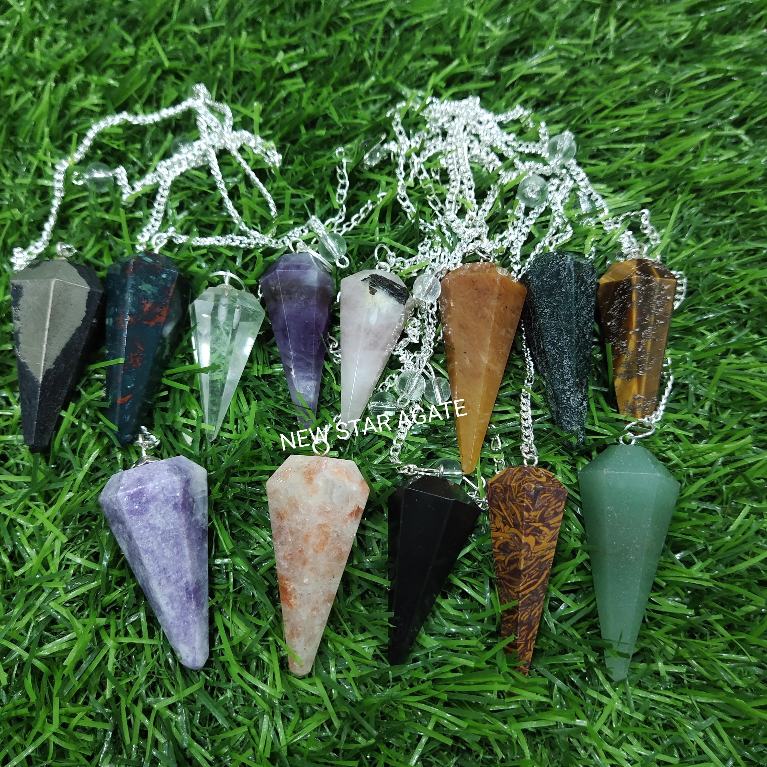 Wholesale Multy Gemstone Pendulum : Mix Various Gemstone Pendulum Healing Crystal Pendulum Buy From New Star Agate.