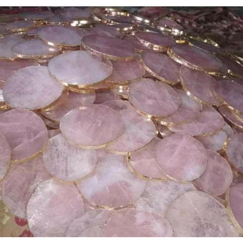 Quartz Coaster Slice Star Gemstone Feng Shui Round Shape Plate Agate Rim Buy Online New Hot Sale Beautiful Rose with Golden