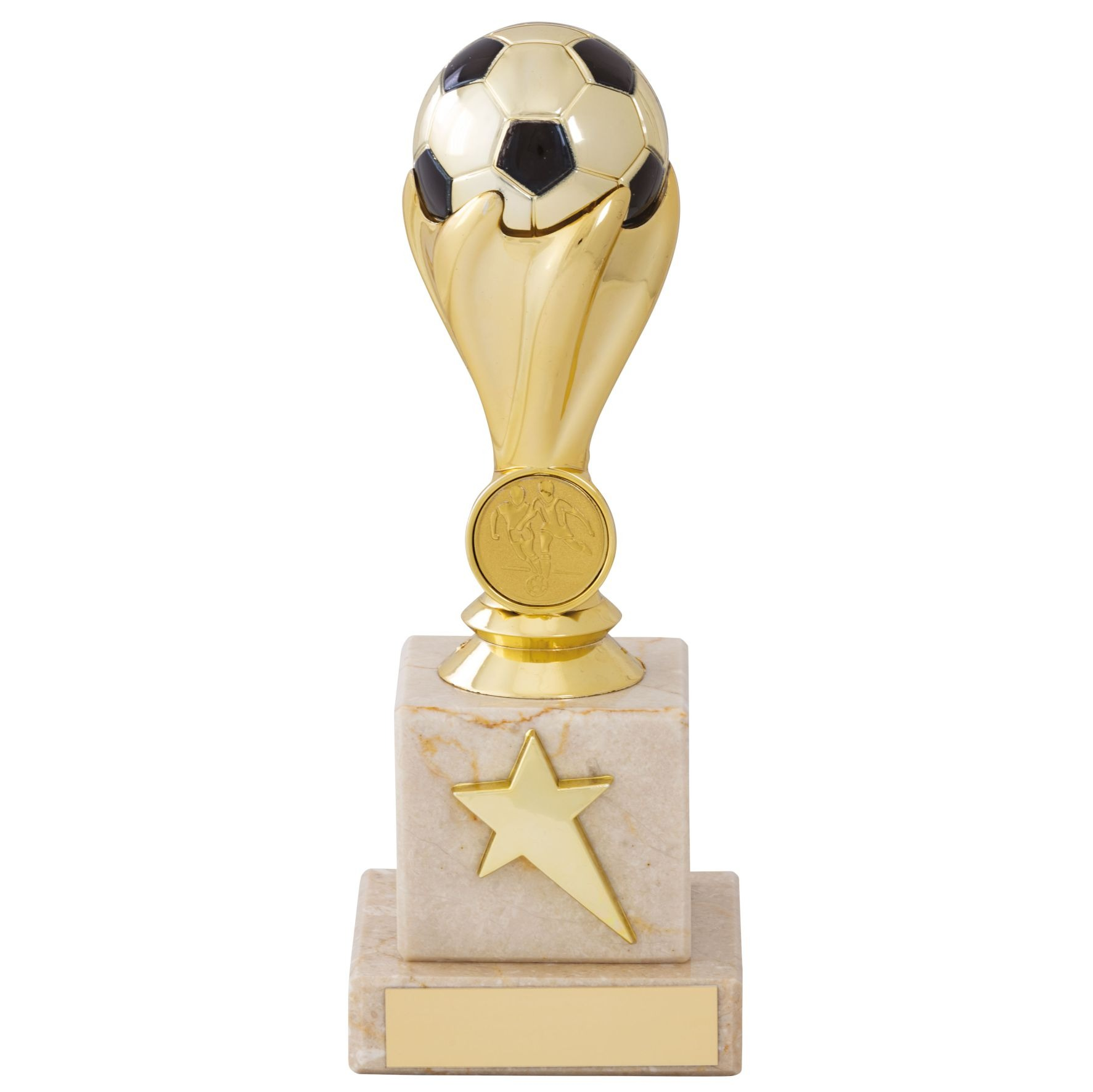 Custom made metal fantasy football soccer ball trophy