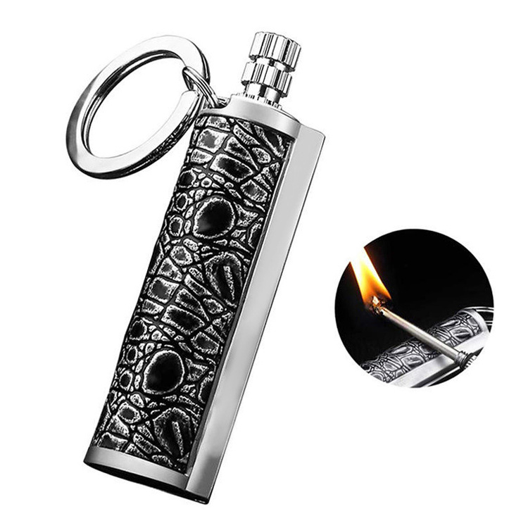 High quality waterproof flint fire starter match lighter keychain