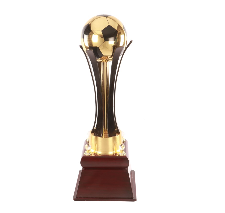 Custom made metal fantasy football soccer ball trophy