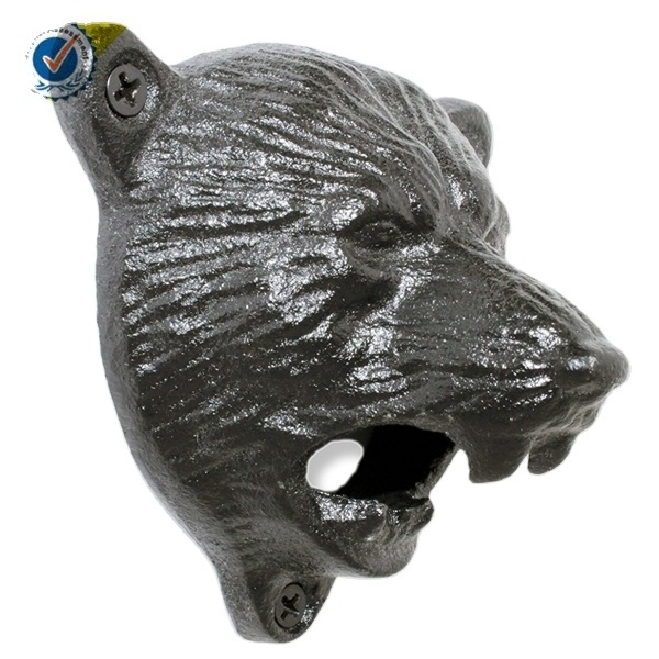 High quality blank metal 3D black bear wall mount bottle opener