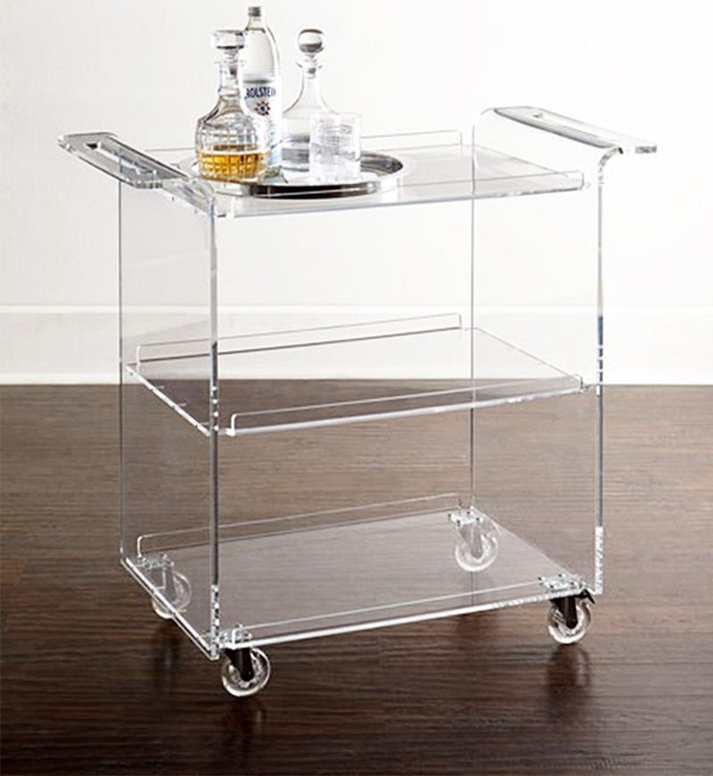 Hotel furniture luggage housekeeping cleaning room service acrylic trolley  Acrylic Hotel Trolley