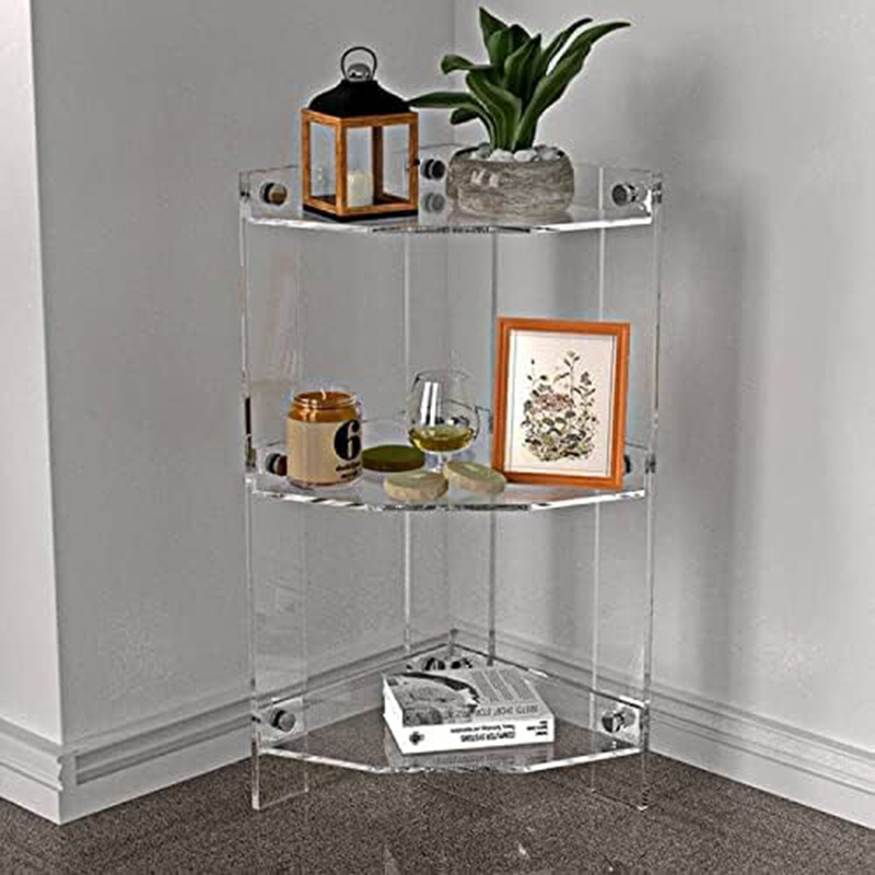 Custom 3-Tier Acrylic Small Corner Shelf Stand For Bathroom Kitchen Living Room Clear  Display Holder Corner Shelves