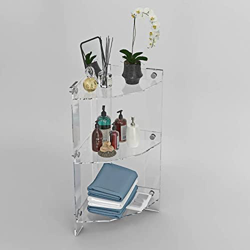 Custom 3-Tier Acrylic Small Corner Shelf Stand For Bathroom Kitchen Living Room Clear  Display Holder Corner Shelves