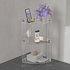 Custom 3-Tier Acrylic Small Corner Shelf Stand For Bathroom Kitchen Living Room Clear  Display Holder Corner Shelves