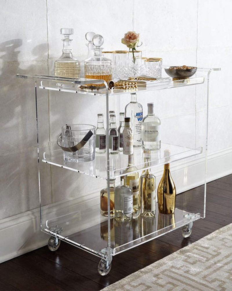 Hotel furniture luggage housekeeping cleaning room service acrylic trolley  Acrylic Hotel Trolley