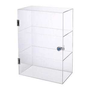 Wholesales 3 Tiers Acrylic Display Case with Lock Knife Display Cabinet Clear Countertop Locking Display Case for Collectibles