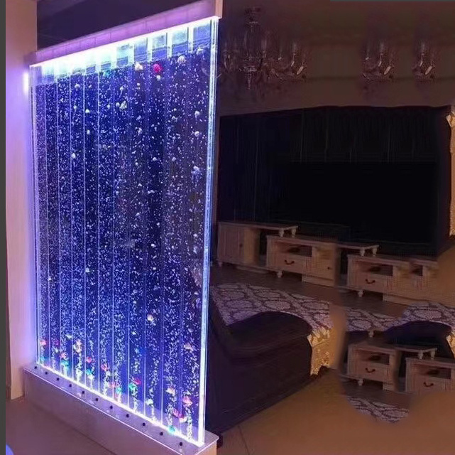 Wholesales Clear Indoor Bubble Wall Decorative Indoor Water Wall LED Lights Acrylic Water curtain fountain