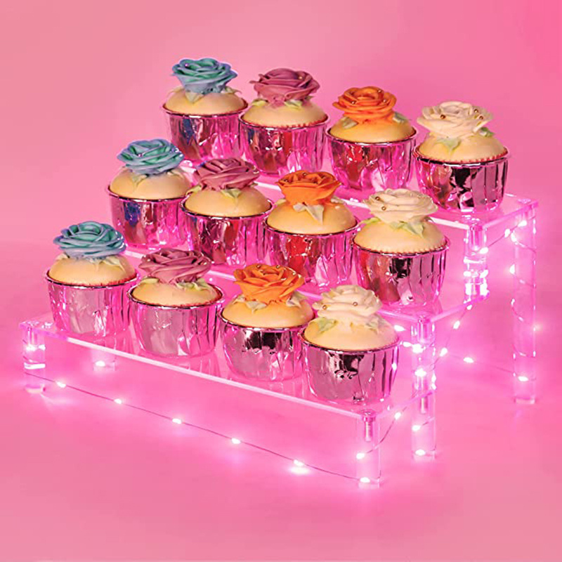 3 Tier Shelf Cake Pop Stand Acrylic Display Shelf Cake Stand Multifunctional and Durable Lucite Stand For Desserts