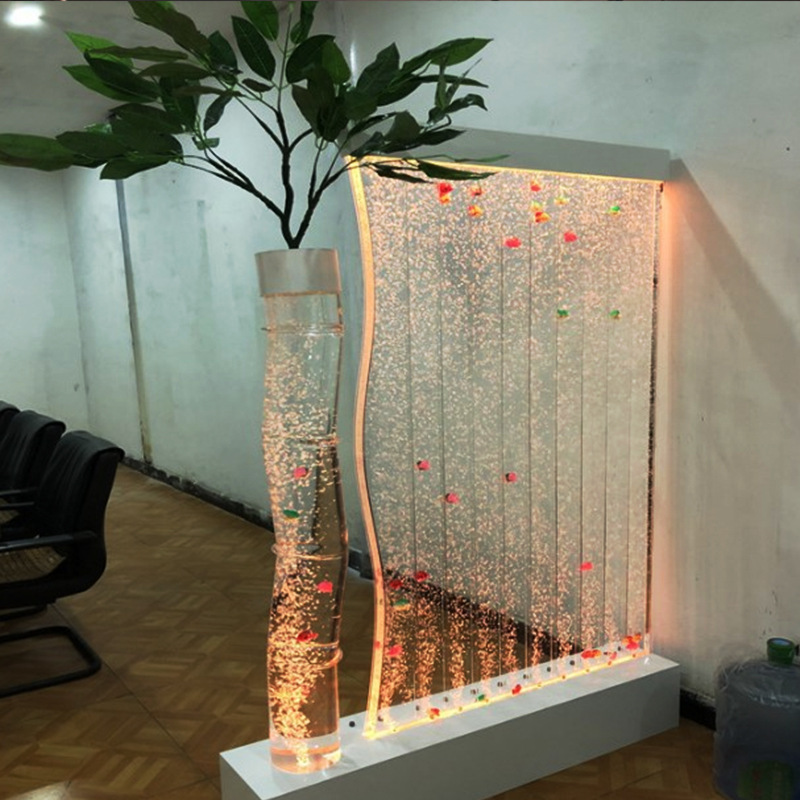 New arrival Indoor Bubble Wall Color-Changing LED Lights Fountains Hotel Restaurant Acrylic Water curtain fountain