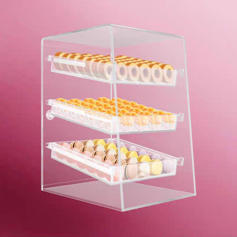 Wholesale Acrylic Case For Cake Shop Custom Large 3 Tier Clear Acrylic Macaron Display Case