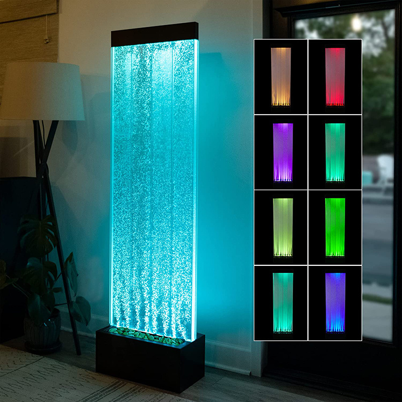 New arrival Indoor Bubble Wall Color-Changing LED Lights Fountains Hotel Restaurant Acrylic Water curtain fountain