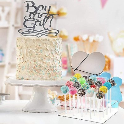 Acrylic Lollipop Holder With Free Treat Sticks and Gold Twist Ties Weddings Baby Showers Clear Cake Pop Stand Display