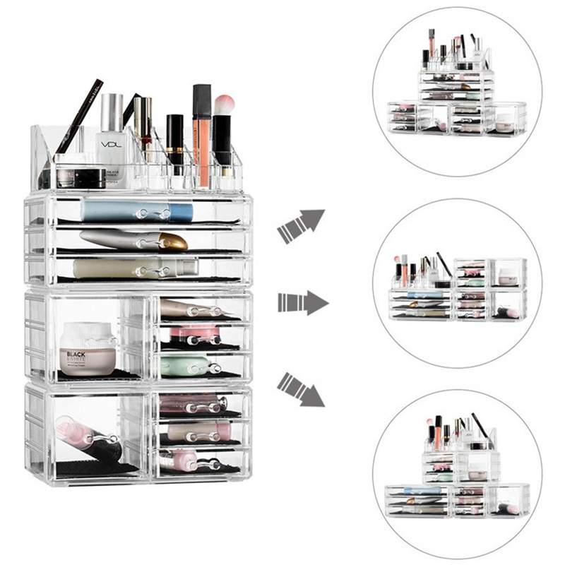 Clear Makeup Organizer Skin Care Cosmetic Display Cases Stackable Storage Box Cosmetic Container Cube