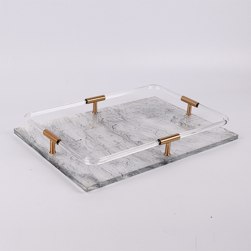 Acrylic Breakfast Serving Tray With Handle Tray Decorative For Coffee Table Kitchen 16x12 Clear Acrylic Trays Wholesales