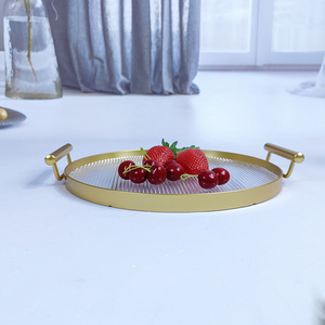 Custom round acrylic tray with two ears household living room fruit dessert tray teacup tray