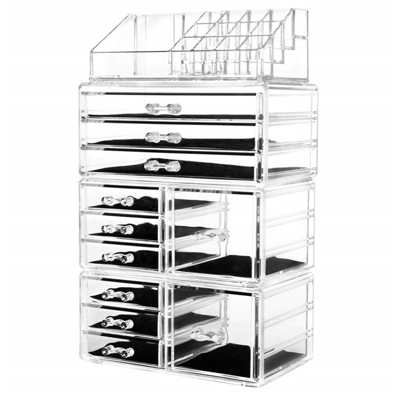 Clear Makeup Organizer Skin Care Cosmetic Display Cases Stackable Storage Box Cosmetic Container Cube