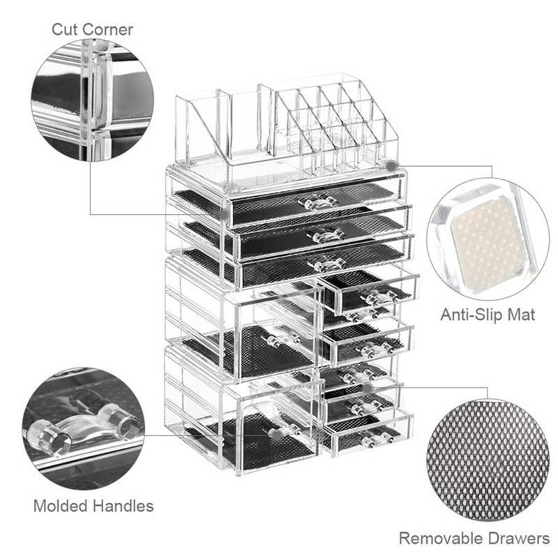 Clear Makeup Organizer Skin Care Cosmetic Display Cases Stackable Storage Box Cosmetic Container Cube