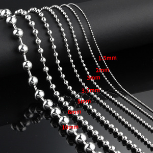 Wholesale Bulk Mens Womenss stainless Steel metal beads ball beaded chain roller accessories chains for jewelry