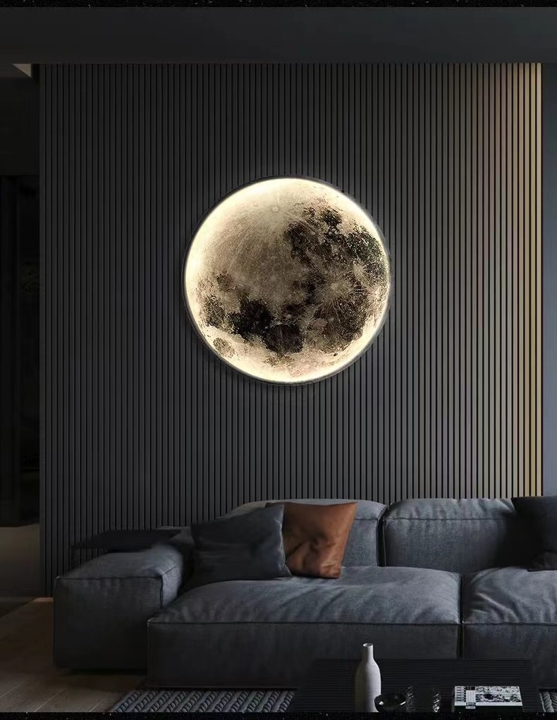 Modern Led Moon Wall Lamps Creative Corridor Mural Wall Fitting Lighting Living Room Bedroom Background Decorative Night Fixture